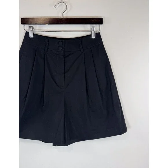 NWT Rebecca Taylor Women Shorts Black Hi Rise Pleated Lightweight Stretch Size 2